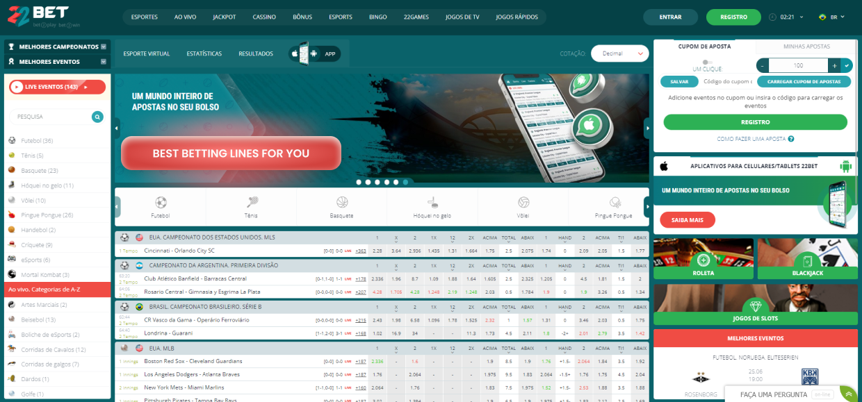 22bet Jogos de cassino ao vivo